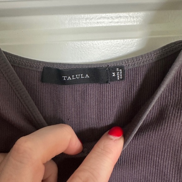 Ribbed Aritzia Talula Charcoal Bodysuit - Picture 2 of 4